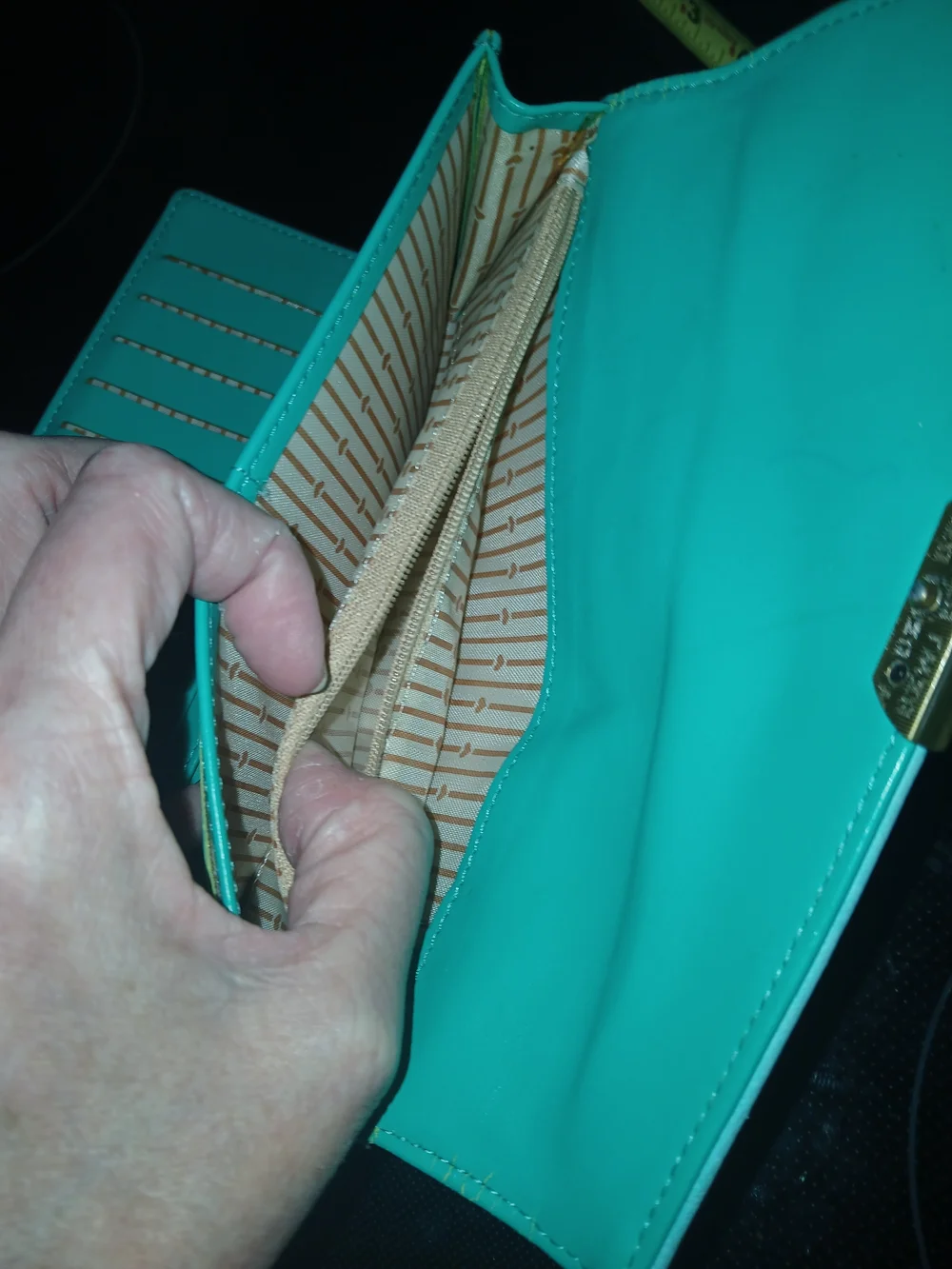 Disney Aqua Blue Wallet with Gold Mickey Accent